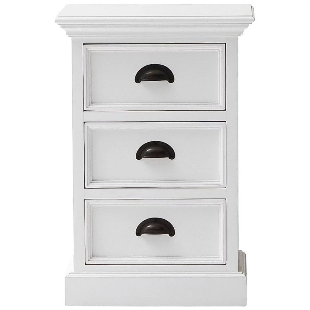 Modern Solid Mahogany Wood 3 Drawer Nightstand in Pure White W659