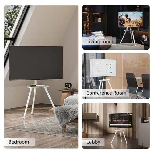 Height Adjustable Swivel TV Stand for 40 to 65 Inch Screen with Wooden Tray I3034