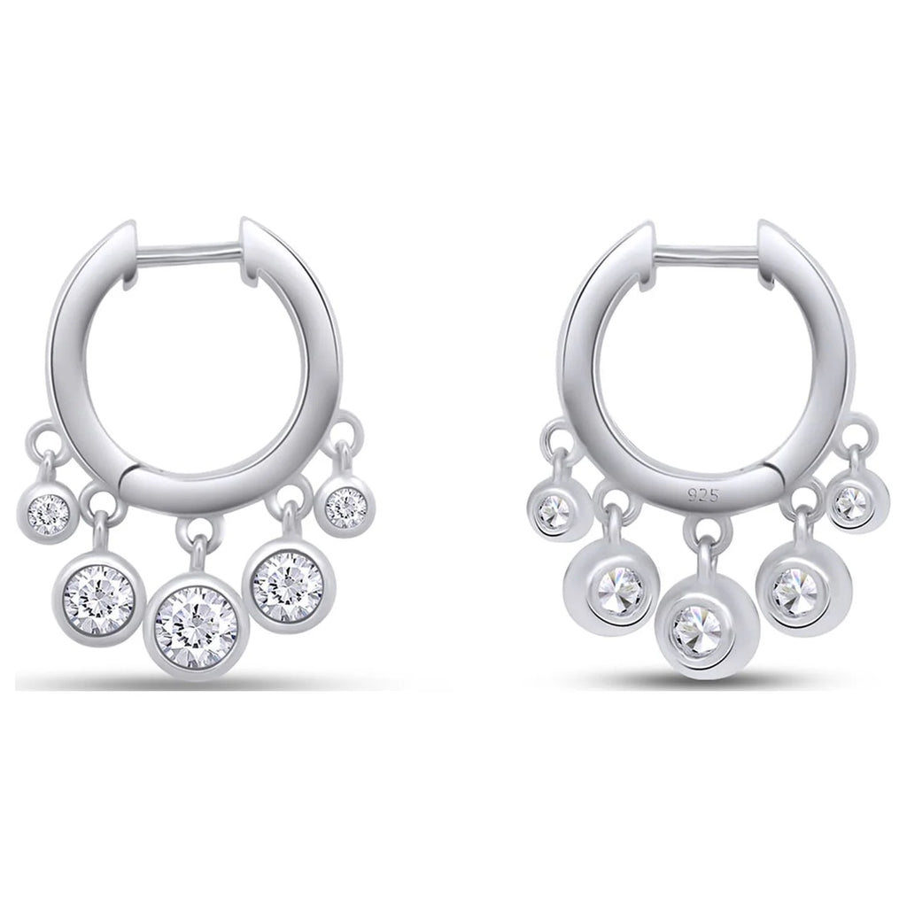 14K White Gold Over Sterling Silver Moissanite Hoop Earring P442