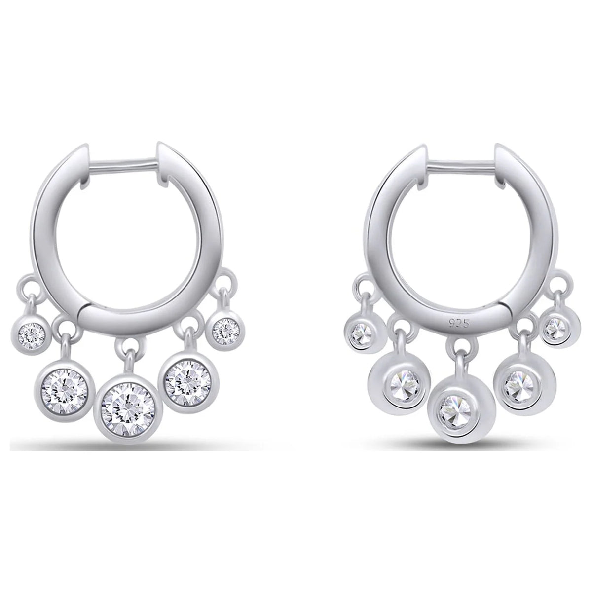14K White Gold Over Sterling Silver Moissanite Hoop Earring P442