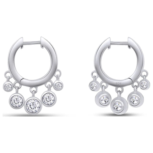 14K White Gold Over Sterling Silver Moissanite Hoop Earring P442